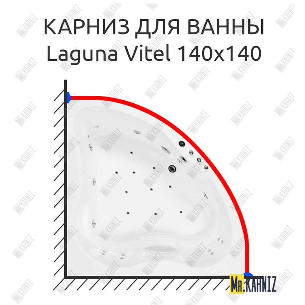Карниз для ванны Akrilan Laguna Vitel 140х140 Усиленный 25 мм MrKARNIZ